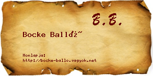 Bocke Balló névjegykártya